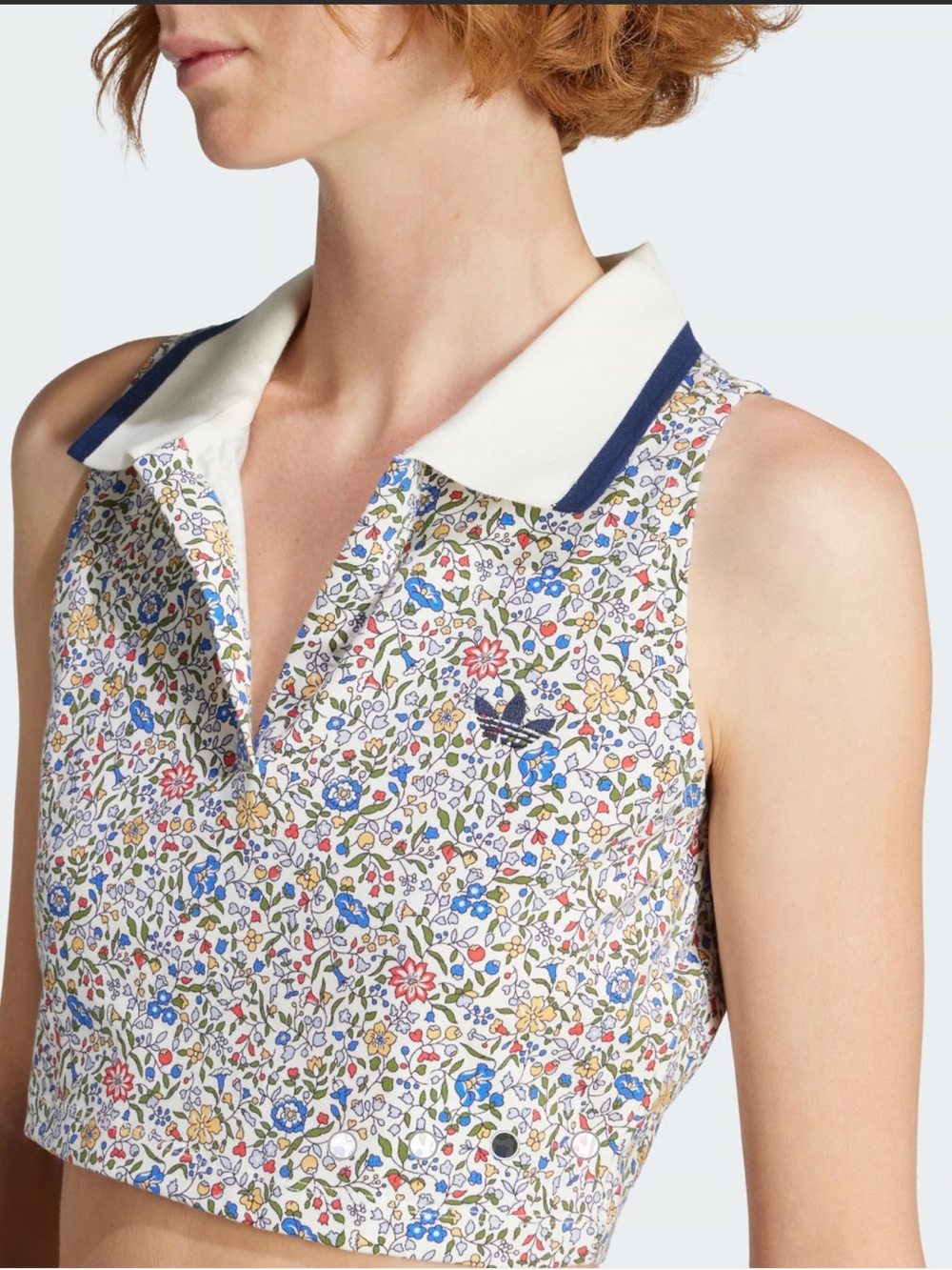adidas Originals Adidas originals x liberty london sleeveless floral crop polo